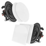 Pyle PDIC66 200 Watt 6.5 Inch In Wall Flush Mount 2 Way Speakers, White (1 Pair)