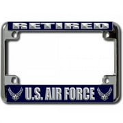 LICENSE PLATES ONLINE 212 Main LPO4380 4 x 7 in. U.S. Air Force Retired Chrome Motorcycle License Plate Frame