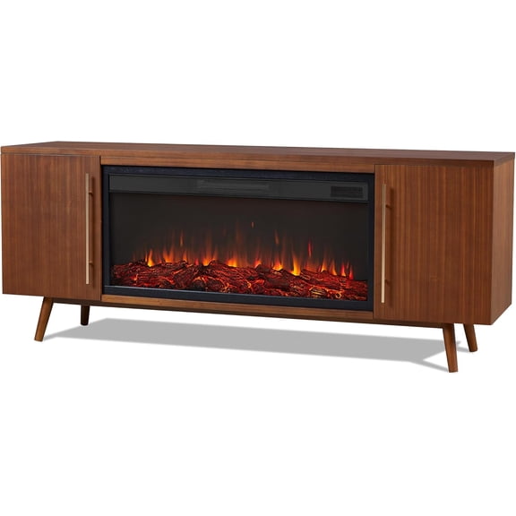 Real Flame Morris 72" Landscape Electric Fireplace TV Stand in Vintage Black Maple