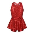 thumbnail image 1 of renvena Kids Girls Dancer X-Back Sequined Hip-hop Jazz Tap Dance Skirted Leotard Dress, 1 of 7
