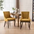 thumbnail image 2 of HSUNNS Indoor Dining Chairs Set of 2, Upholstered Armless Dining Room Chairs with High Backrest and Nailhead Design, Mid Century Side Dining Chairs with Wood Leg, Capacity of 300lbs, Golden, 2 of 13