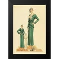 thumbnail image 2 of Vintage Fashion 11x14 Black Modern Framed Museum Art Print Titled - Green Dress and Overcoat, 2 of 5