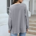 thumbnail image 6 of XUNKUSGA Tops for Women Trendy Plus Size V Neck Shirts for Women Casual Long Sleeve Loose Fit Tops for Women Trendy Solid Color Cozy Tunic S-2XL, 6 of 7