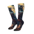 thumbnail image 2 of Vsdgher Starry Sky Moon Wolf Leader Print Thigh High Socks Extra Long Stretchy Sock Women Over Knee High Opaque Stocking Daily Wear, 2 of 5