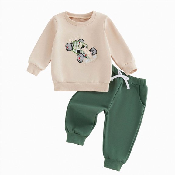 TOWED22 Toddler Boy Clothes Baby Fall Winter Outfit Print Graphic Long Sleeve Sweatshirts and Stretch Pants Set
