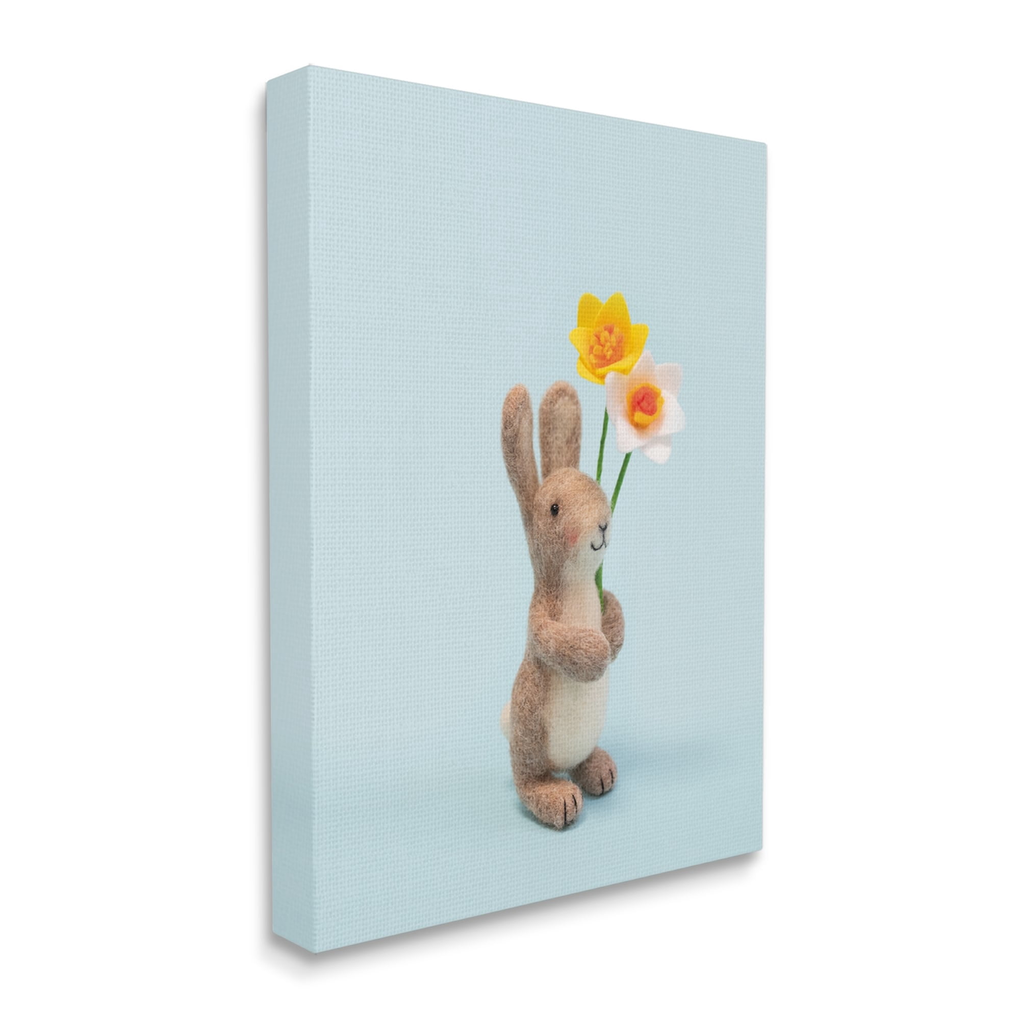 Stupell Industries Spring Bunny Floral Daffodils Holiday Photography Gallery Wrapped Canvas Print Wall Art