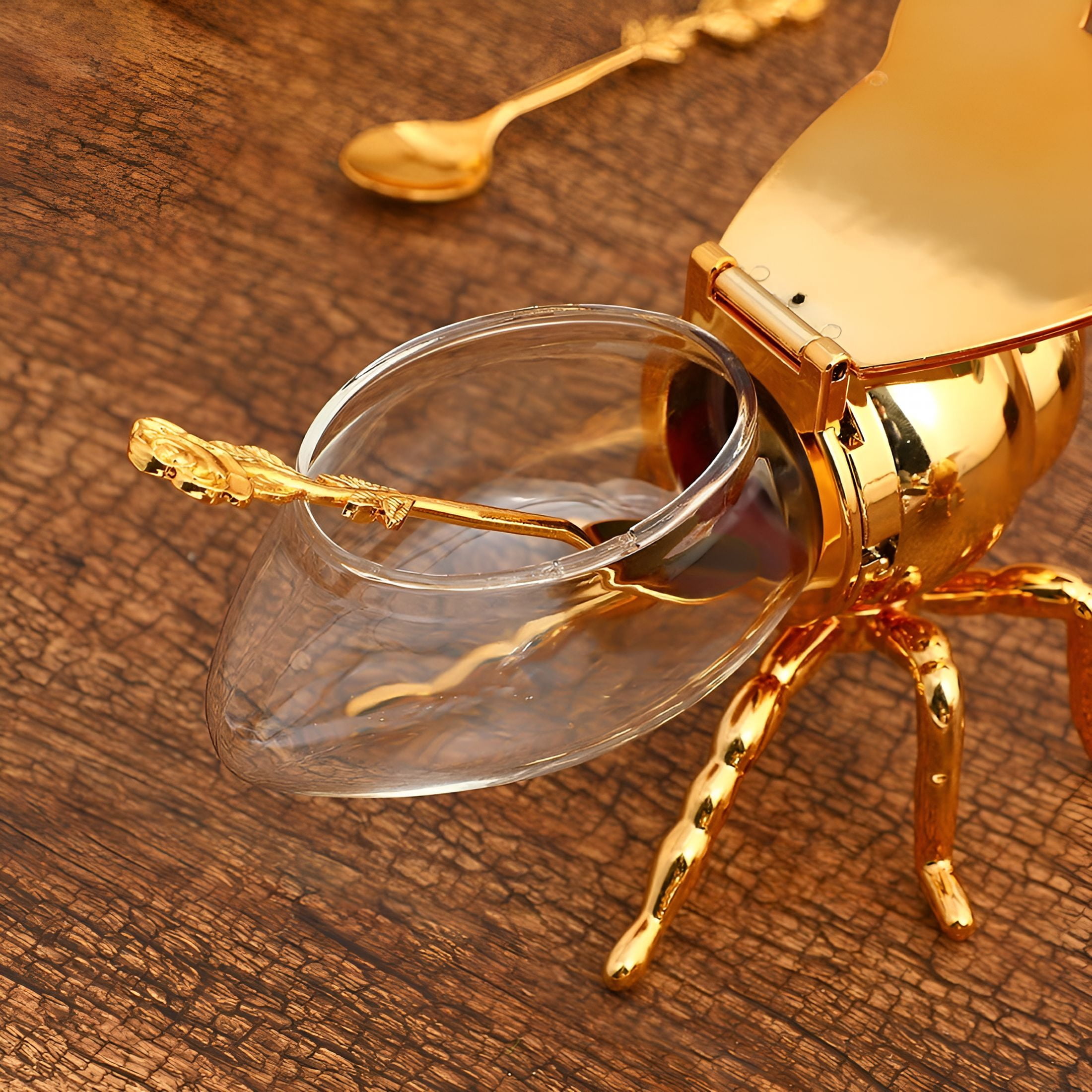 ACDANC 2026 New Glass Honey Jars with Lids,Honey Container with Spoon,Glass Honey Dispenser,Animal-Shaped Tabletop Ornament Mini Honey Jars with Dipper for Honey,Jam,Syrup,Condiments