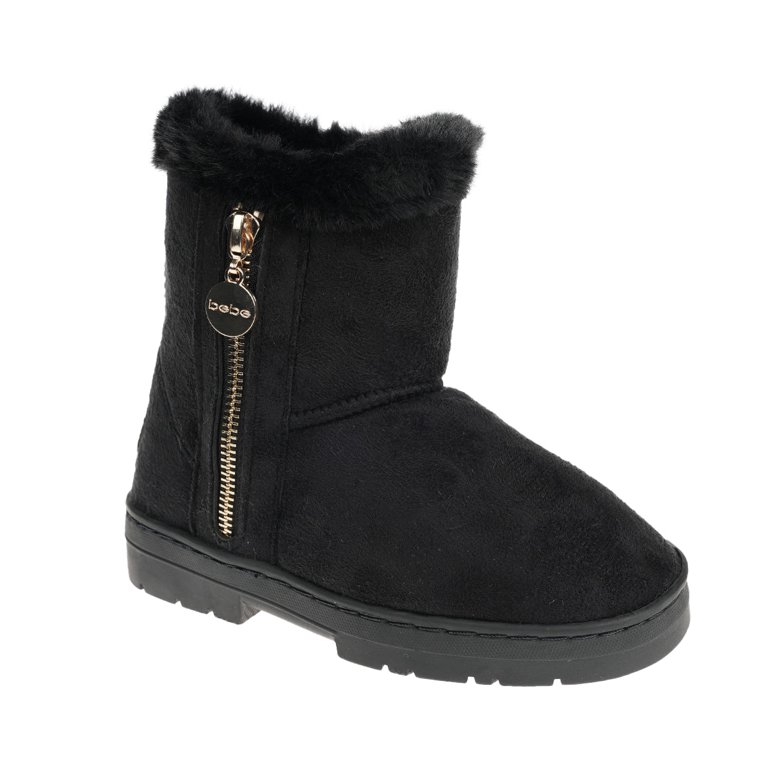 bebe Faux Fur Trendy Winter Boots for Big Girls, Black (Size  Bebe Black Faux Fur Winter Boots main image 2
