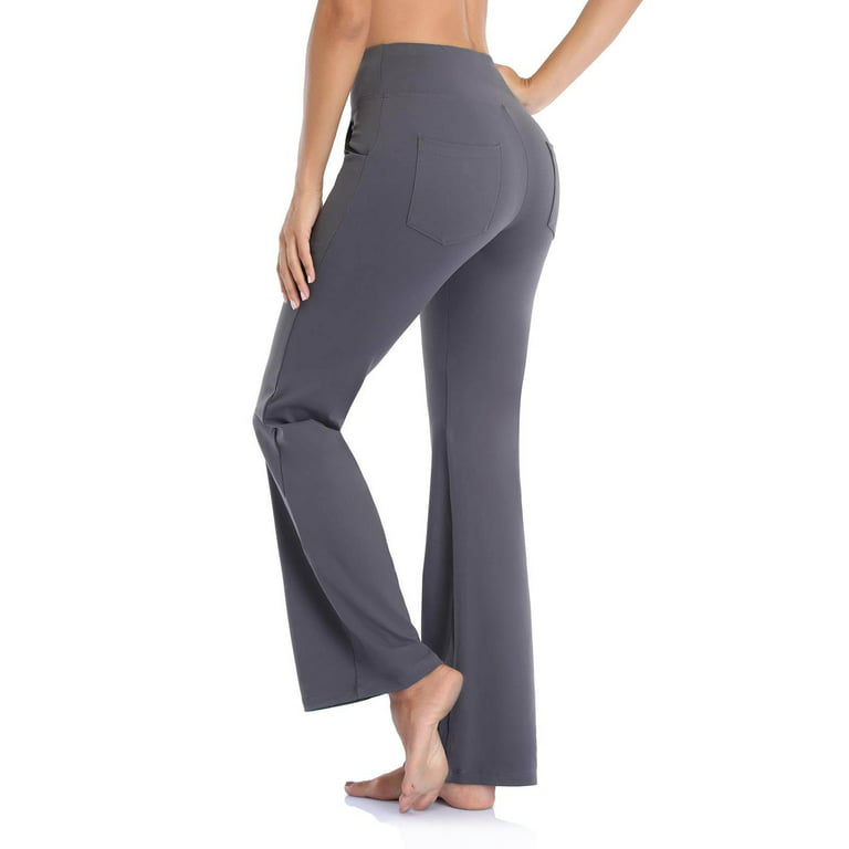 iOPQO Yoga Pants For Women Women Yoga Pants High Waist Flare Leggings Wide  Straight Leg Sports Trousers Flared Trousers With Pocket For Yoga Pilates  Fitness Grey + S 