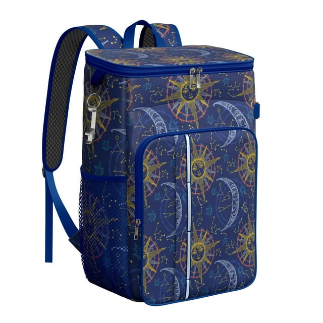 Gothic Solar and Astronomical Pattern Backpack Cooler – Leakproof Insulated Cooler Bag with Moon Phase and Star Map Design