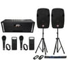 (2) Rockville 12" Passive 2400w DJ PA Speakers+Peavey Powered Mixer+Stands+Mics