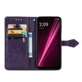 thumbnail image 2 of Allytech for T-Mobile REVVL 6 5G Wallet Case, Luxury PU Leather with Embossed Pattern, Magnetic Clasp Kickstand Card Cash Slots Shockproof Slim Flip Case with Hand Strap for Women Men - Purple, 2 of 5