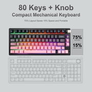 75% Wireless Mechanical Keyboard, 3-Mode BT5.0/2.4GHz/USB-C Hot Swappable Custom Keyboard with Knob, Mechanical Gaming Keyboards with RGB Backlit for PC/Tablet/PS/Xbox, Black