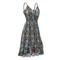 thumbnail image 1 of Femmes Casual Print V-Neck Sleeveless Sling Dress, 1 of 3