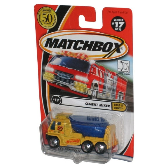 Matchbox 50th Yellow & Blue Cement Mixer (2001) Die-Cast Toy Vehicle #17/75