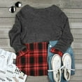 thumbnail image 3 of 2025 Clearance! asdoklhq Womens Plus Size Tops Clearance,Women Casual Christmas Printing Plaid Splicing Long Sleeve Shirts Blouse Tops, 3 of 5