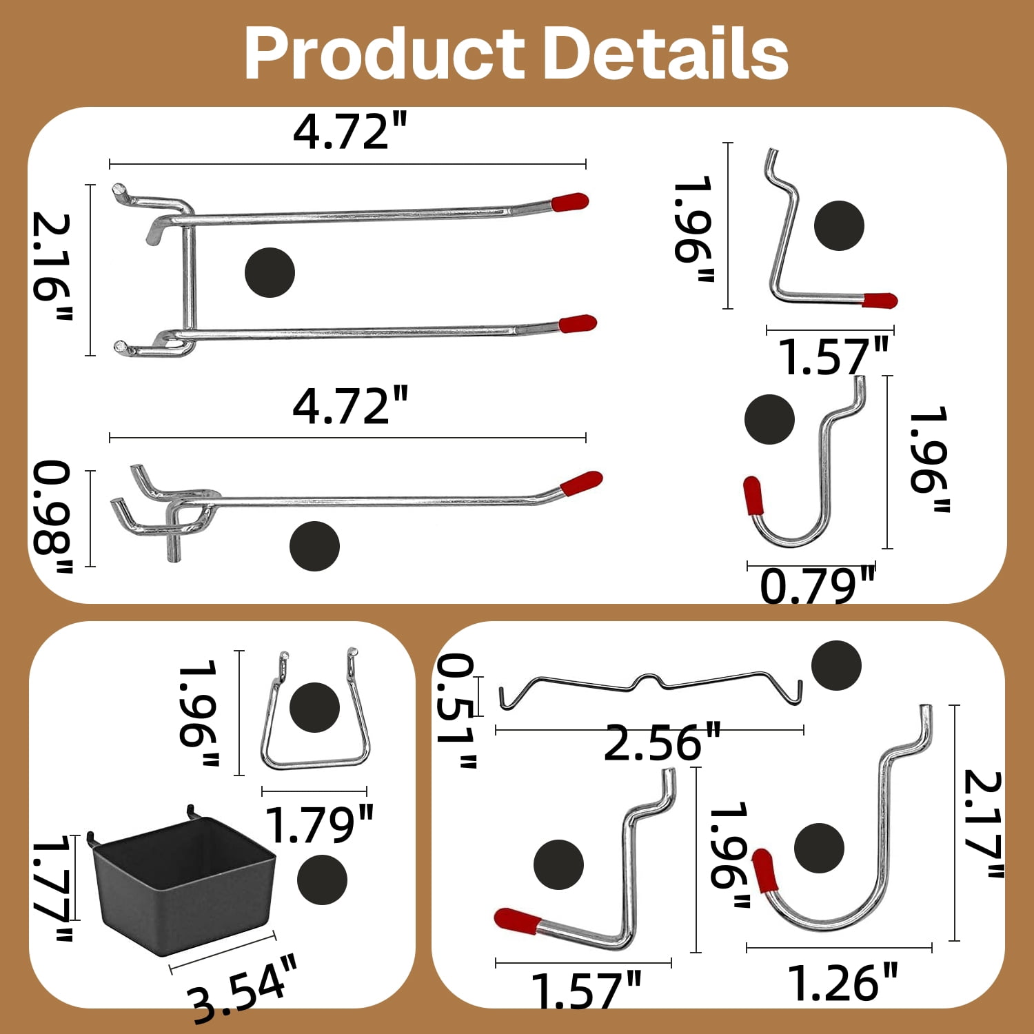 BN-LINK Pegboard Hooks, 114PCS Pegboard Accessories Organizer Kit, Pegboard Organizer Kit with Bins, Cups, Durable Metal Hooks for Tool Organization, Garage, Workshop, and Craft Storage