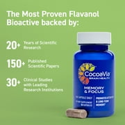 CocoaVia Memory & Focus Brain Supplement, 30 Day, Cocoa Flavanol Blend, Lutein, Added Caffeine for Boost. Improve Cognitive Function, Attention, Vegan & Plant Based, 30 Capsules
