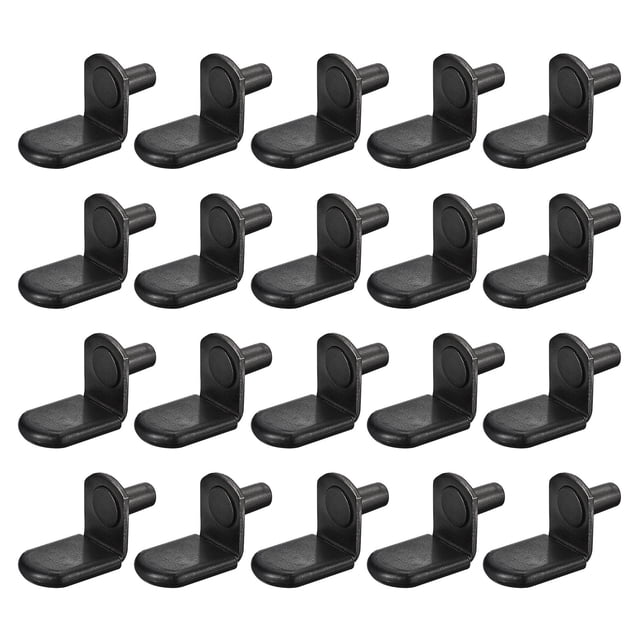 Uxcell 25Pcs Soportes de estante Puntas en forma de L Soportes de estante con funda de goma negra 0.02"