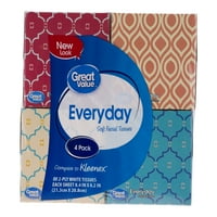 Great Value Everyday Soft Facial Tissues, 80 Tissues/Box, 4 Ct