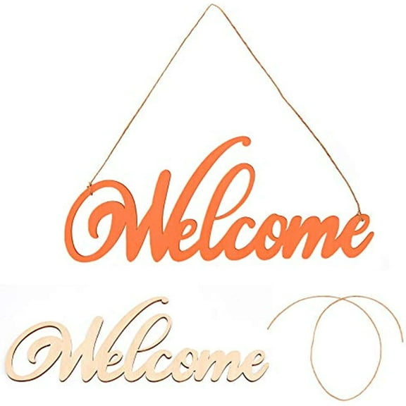 Welcome Wood Sign Cutout Wooden Letter Sign DIY Block Words Sign for Wreath Home Decor Door Wall Art Decoration
