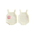 thumbnail image 2 of Miaouyo Infant Baby Girl Birthday Romper 0 3 6 12 18 Months Casual Shell Letter Embroidery Sleeveless Corduroy Jumpsuit for Newborn Cute Clothes, 2 of 9