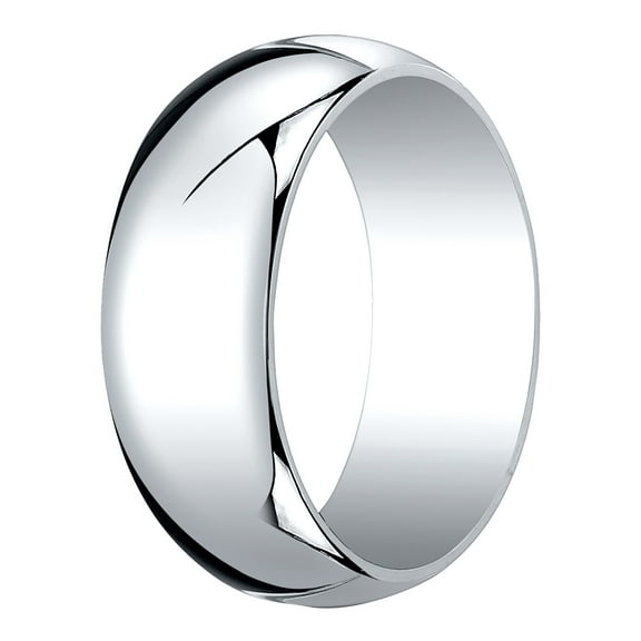 Womens 14K White Gold, 7.0mm Traditional Dome Oval Wedding Band (sz 7)