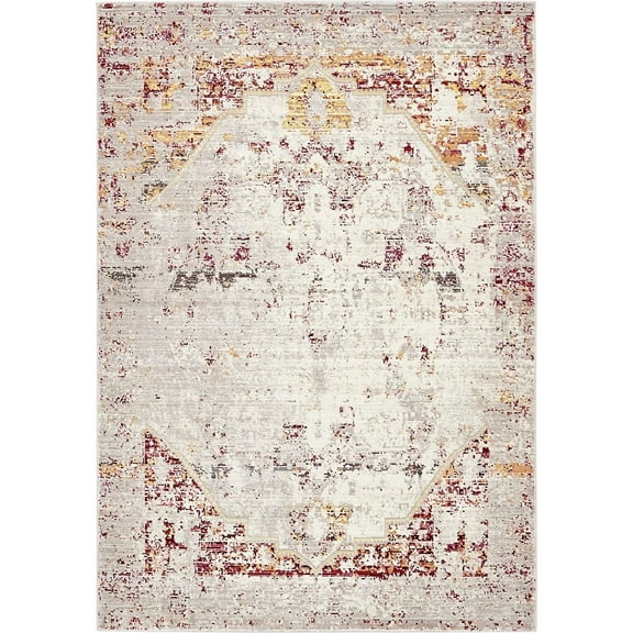 Unique Loom Sotto Austin Rug Gray/Brown 4' 1" x 6' 1" Rectangle Border Bohemian Perfect For Living Room Bed Room Dining Room Office