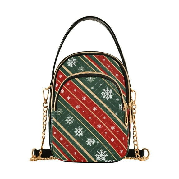 joogoo Women Christmas Snowflake Pattern Chain Crossbody Bags Shoulder Handbag Phone Purse