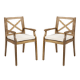 thumbnail image 4 of Tcbosik Acacia Wood Outdoor Chair Set of 2 with Cushions, Dining Armchair for Garden, Deck, Porch, Backyard, Cream & Teak, 4 of 8