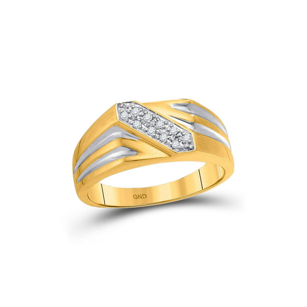 FB Jewels - FB Jewels 10kt Yellow Gold Mens Round Diamond Band Ring 1/ ...