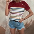 thumbnail image 1 of Fiudx Liquidación de Ahorros de Verano Blusa Cómoda Elástica Informal Sólida con Cuello Redondo y Manga Corta para Mujer a La Moda, 1 of 4