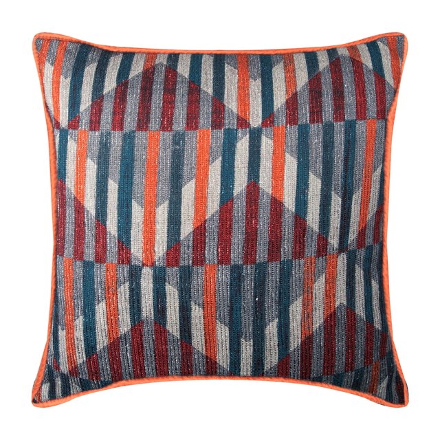 The HomeCentric Pillow Case Zip, Decorative Orange Pack of 2, 24x24 inch (60x60 cm) Pillow Covers, Ribbed Cotton Retro Throw Pillow Covers, Striped Pattern Modern Style Easter - Retro Stripes