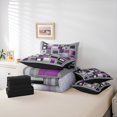thumbnail image 6 of Homewish Modern Abstract Plaid 7-Piece Bedding Comforter Set,3D Checkered King Bedding Sets,Gray Purple Bed Sheets For Kids,Ultra Soft Home Decor Reversible, 6 of 8