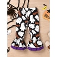 thumbnail image 5 of Toddler Girls Halloween Outfits Kids Long Sleeve Tees + Boo Ghost Patterned Bell Bottom Pants Set, 5 of 9