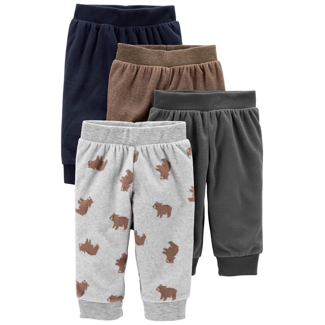 Pantalones de forro polar para bebés Simple Joys by Carter's, paquete de 4, 6 a 9 meses