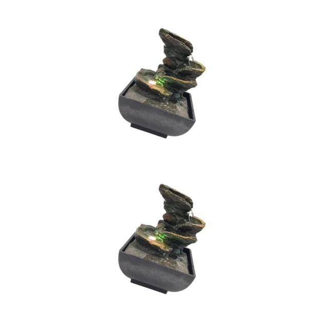 Bearachild Elegante decoración de fuente de agua de escritorio de 3 niveles con luces LED de 110 V Escribe un 2Conjunto