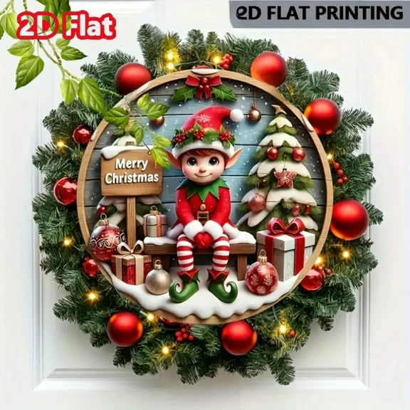 HELLOYOUNG Merry Christmas Metal Snowman Round Sign - Hanging Front Door Home Wall Winter Decoration