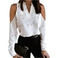 thumbnail image 2 of Womens Tops Long Sleeve Womens V Neck Pullover Off the Shoulder Printing Long Sleeve Tops, 2 of 8