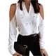 thumbnail image 2 of Tops Para Mujer Camisas de Manga Larga Blusas Con Hombros Descubiertos Cuello en V Jersey Estampado Odeerbi ODB153467, 2 of 8