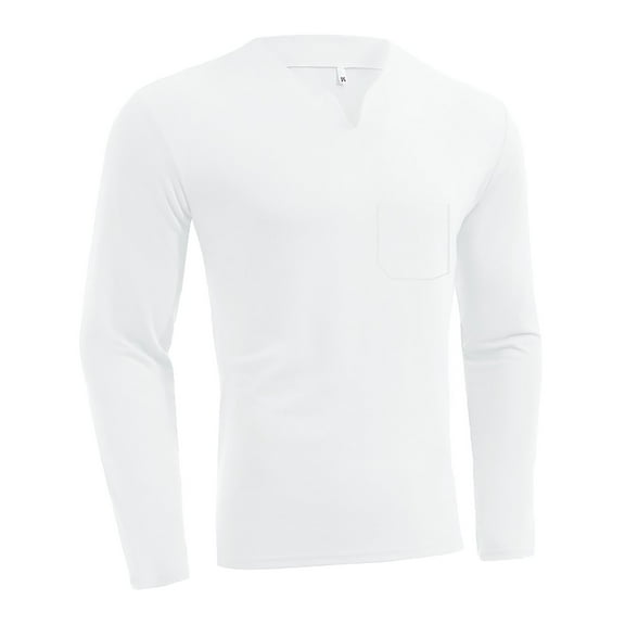 JTieacloth Full T Shirts for Men 2025 Fitness Large Size Sports T Shirt Men's Elastic Comfortable Long Sleeve Autumn V Neck Pocket T Shirt