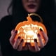 thumbnail image 1 of Fiudx Artículos en oferta con ofertas flash Adornos de Halloween Adorno de luz de calabaza de madera Artesanías de madera colgantes Decoraciones de fiesta con sensación de festival fantasma, 1 of 6