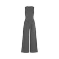 thumbnail image 6 of Qudderr Womens Crewneck Jumpsuits Summer Casual Rompers Sleeveless Slim Bodysuit Women's Elastic Waist Loose Onesies with Pockets S-2XL, 6 of 9