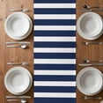 thumbnail image 6 of Navy Blue Stripe Table Runner - 70 Inch Long, Kitchen Dining Table Runner Dresser Scarves, Modern Simple Geometric White Striped Farmhouse Decor for Coffee Tables Wedding Party Banquet, 6 of 8