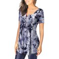 thumbnail image 7 of EGNMCR Summer Tops for Women Fashion Tunic Short Sleeve V Neck Printed Botton Casual Loose Soft T-Shirt Pullover Blouse Tops Spring/Summer Sale Clearance, 7 of 7