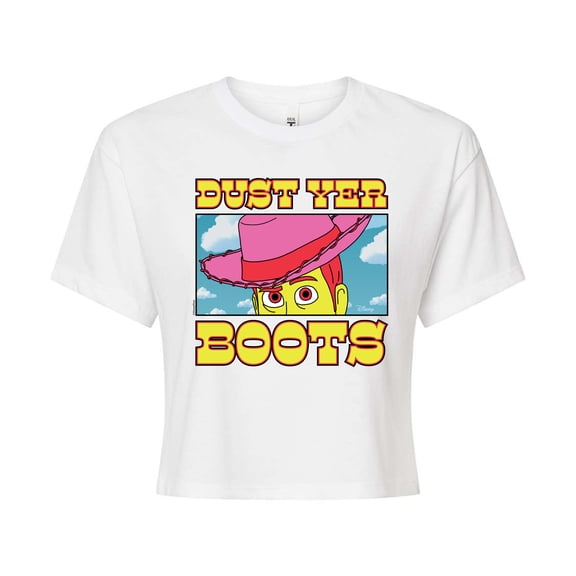 Toy Story 4 - Woody Dust Yer Boots - Juniors Cropped Cotton Blend T-Shirt