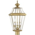 thumbnail image 5 of 3 Light Antique Brass Outdoor Post Lantern Pendant Lighting Fixture with Clear Beveled Glass Shade backed with Hand Crafted Solid Brass material for patio, front porch, entryway and more, 5 of 6