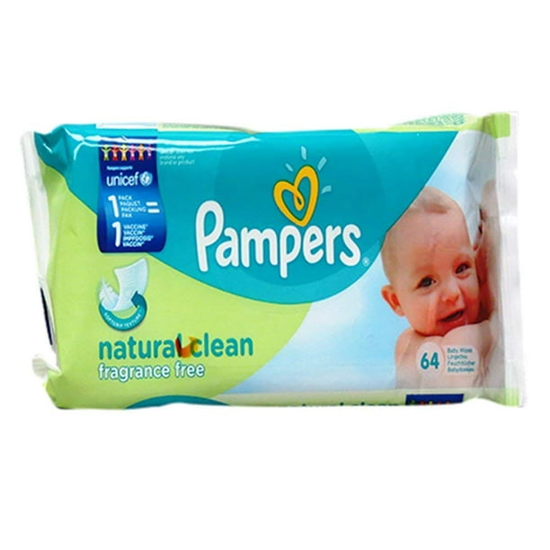 Pampers Natural Clean Baby Lingettes (64 lingettes en 1 paquet
