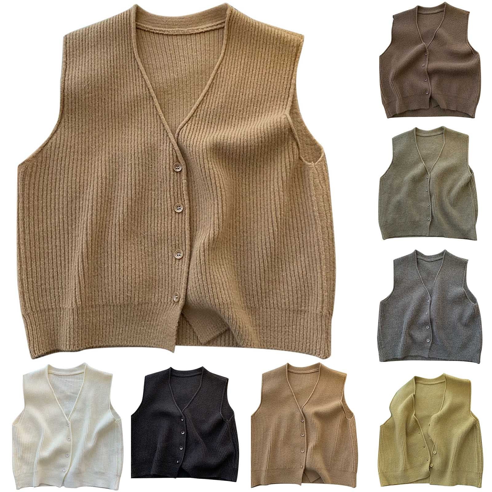 ZACPNCV Sweater Vest Top for Women's Solid Color V-neck Single