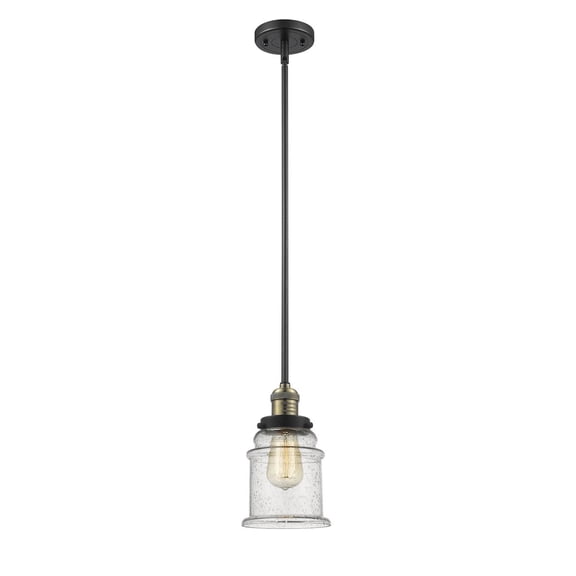 201S-BAB-G184-LED-Innovations Lighting-Canton-3.5W 1 LED Mini Pendant in Industrial Style-6.5 Inches Wide by 10 Inches High   Black Antique Brass
